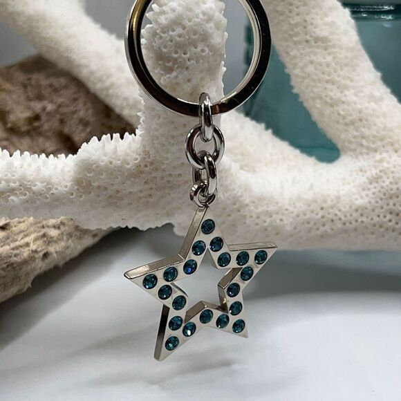 Blue Crystal Cut Out Star Purse Charm/Key Chain COACH - Picture 10 of 11